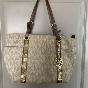 Michael Kors Leather Zip-Top Tote Bag